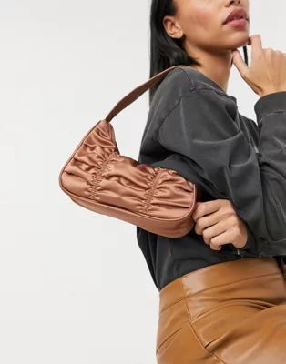 Monki Tanya recyled satin shoulder bag in brown | ASOS (Global)