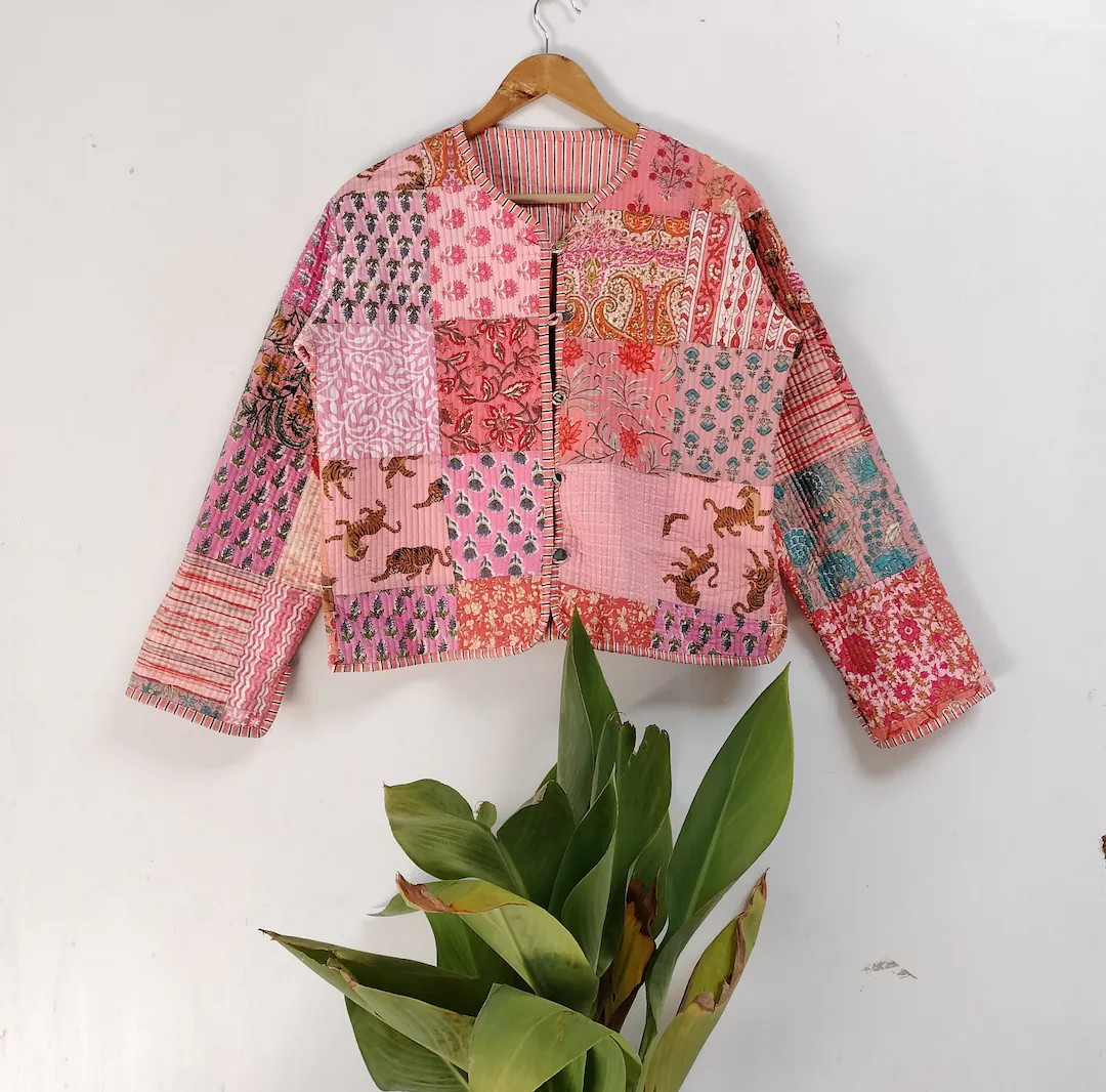 Indian Quilted Jacket Cotton Cote Handmade Winter Wear - Etsy | Etsy (US)