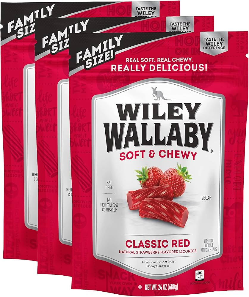 Wiley Wallaby Licorice 24 Ounce Classic Gourmet Soft & Chewy Australian Red Licorice Candy Twists... | Amazon (US)