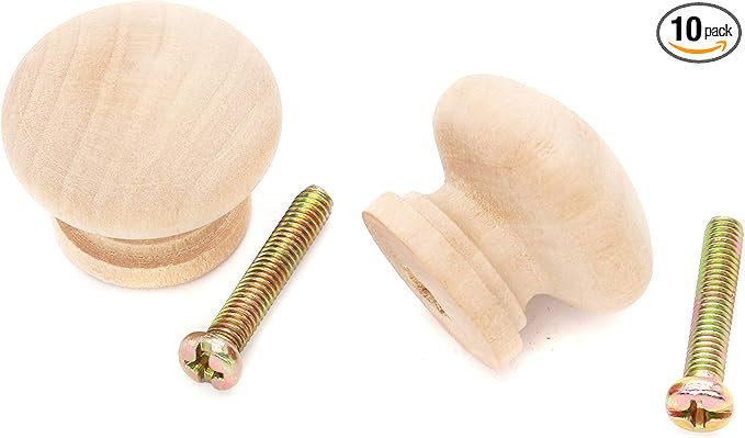 binifiMux 10-Pack 1 Inch Round Wood Unfinished Dresser Drawer Pulls Handles Knobs for Cabinet Cup... | Amazon (US)