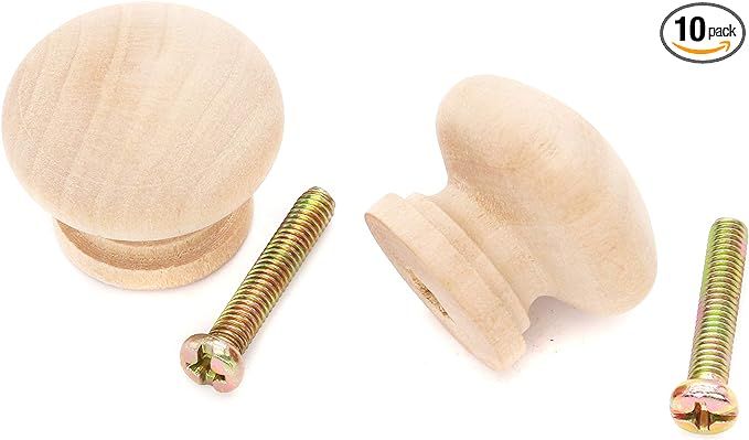 binifiMux 10-Pack 1 Inch Round Wood Unfinished Dresser Drawer Pulls Handles Knobs for Cabinet Cup... | Amazon (US)