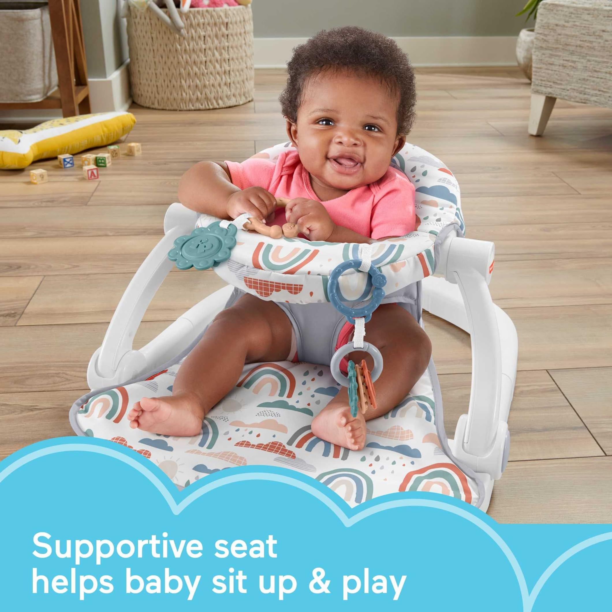 Fisher-Price Portable Baby Chair Sit-Me-Up Floor Seat with Developmental Toys & Machine Washable ... | Amazon (US)