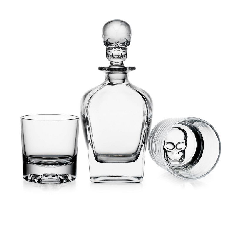 3pc Crystal Skull Decanter and Double Old-Fashion Set - Godinger Silver | Target