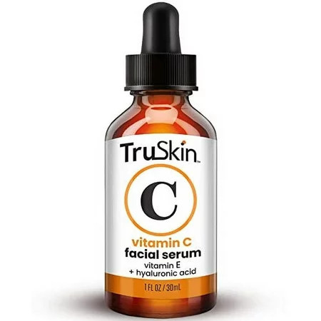 TruSkin Vitamin C Serum for Face Anti Aging Serum with Hyaluronic Acid Vitamin E Organic Aloe Vera and Jojoba Oil Hydrating & Brightening Serum for Dark Spots Fine Lines and Wrinkles 1 fl oz | Walmart (US)