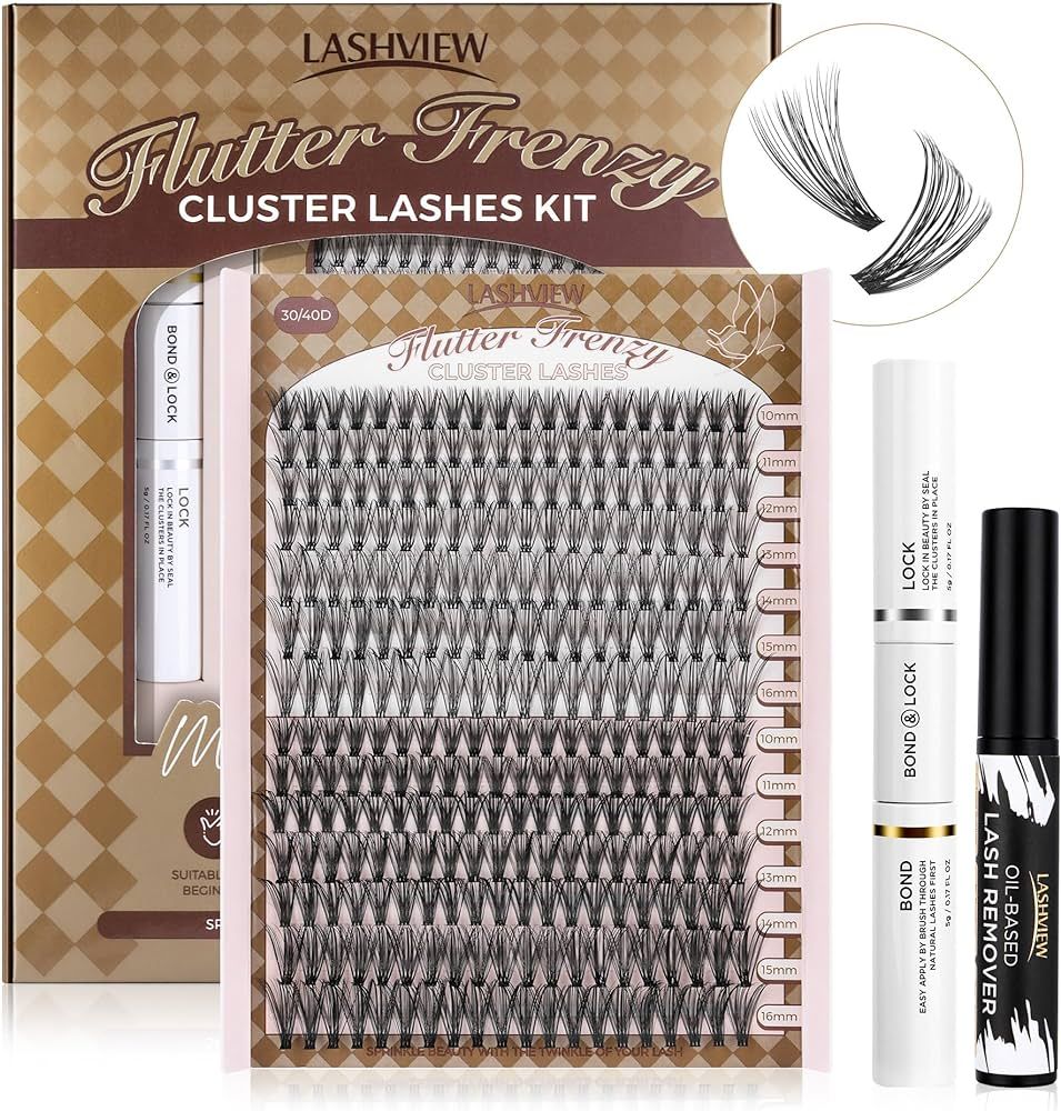 LASHVIEW 30D+40D DIY Eyelash Extension Kit, Cluster Eyelash Extensions, Individual Lashes Kit,Ind... | Amazon (US)