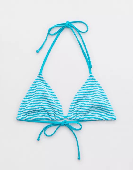 Aerie Crinkle Stripe String Triangle Bikini Top | Aerie