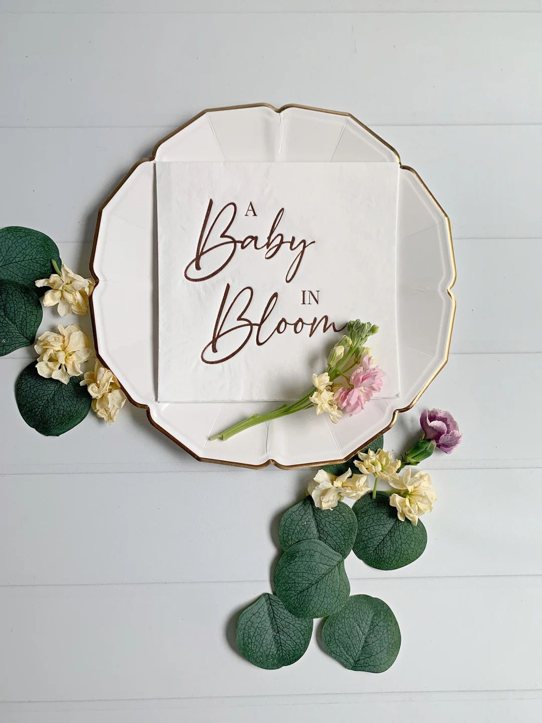 Baby in Bloom  Baby Shower Napkins  Rose Gold - Etsy | Etsy (US)