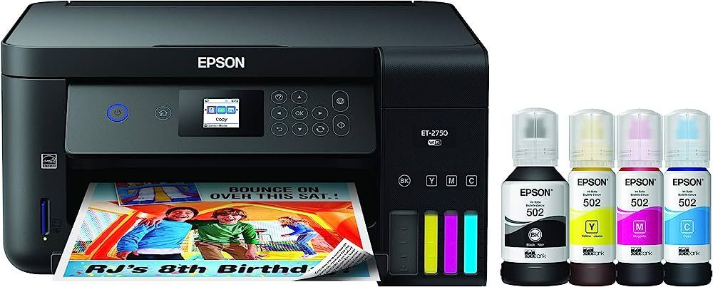 Epson EcoTank ET-2750 Wireless Color All-in-One Cartridge-Free Supertank Printer with Scanner, Co... | Amazon (US)