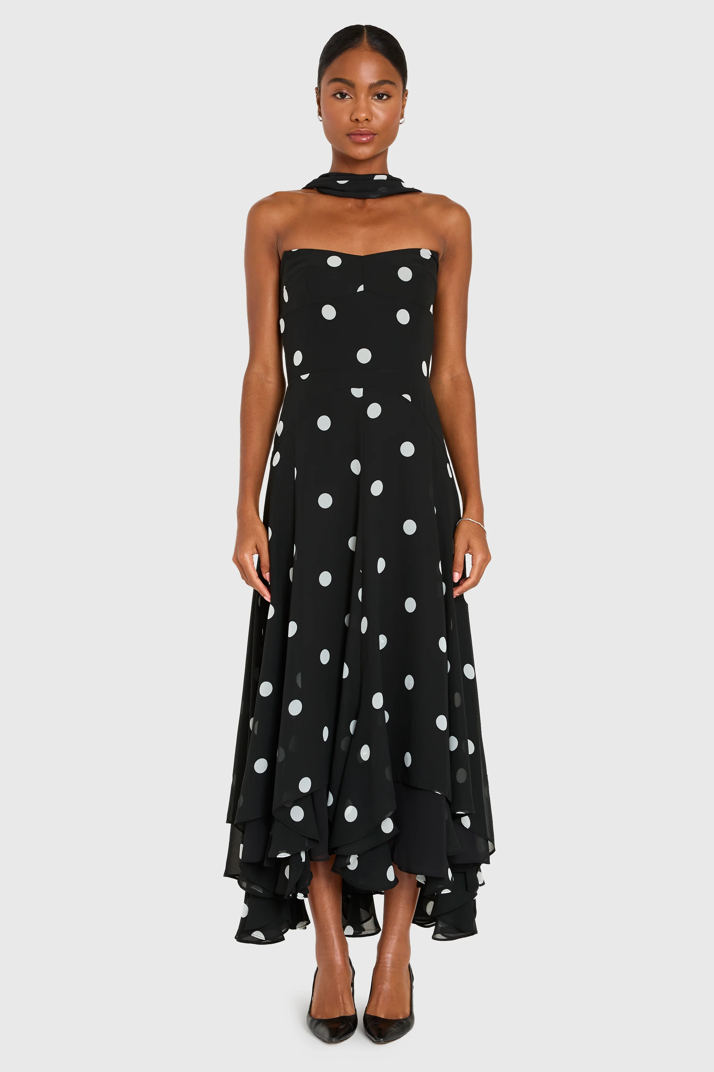 Monterey Dress With Scarf in Polka Dot | Amanda Uprichard