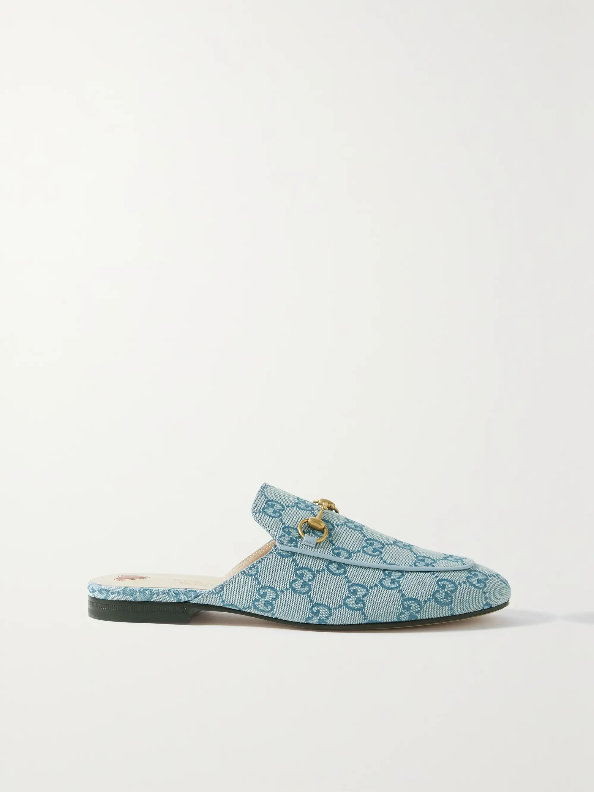 Princetown horsebit-detailed leather-trimmed canvas-jacquard slippers | NET-A-PORTER (US)