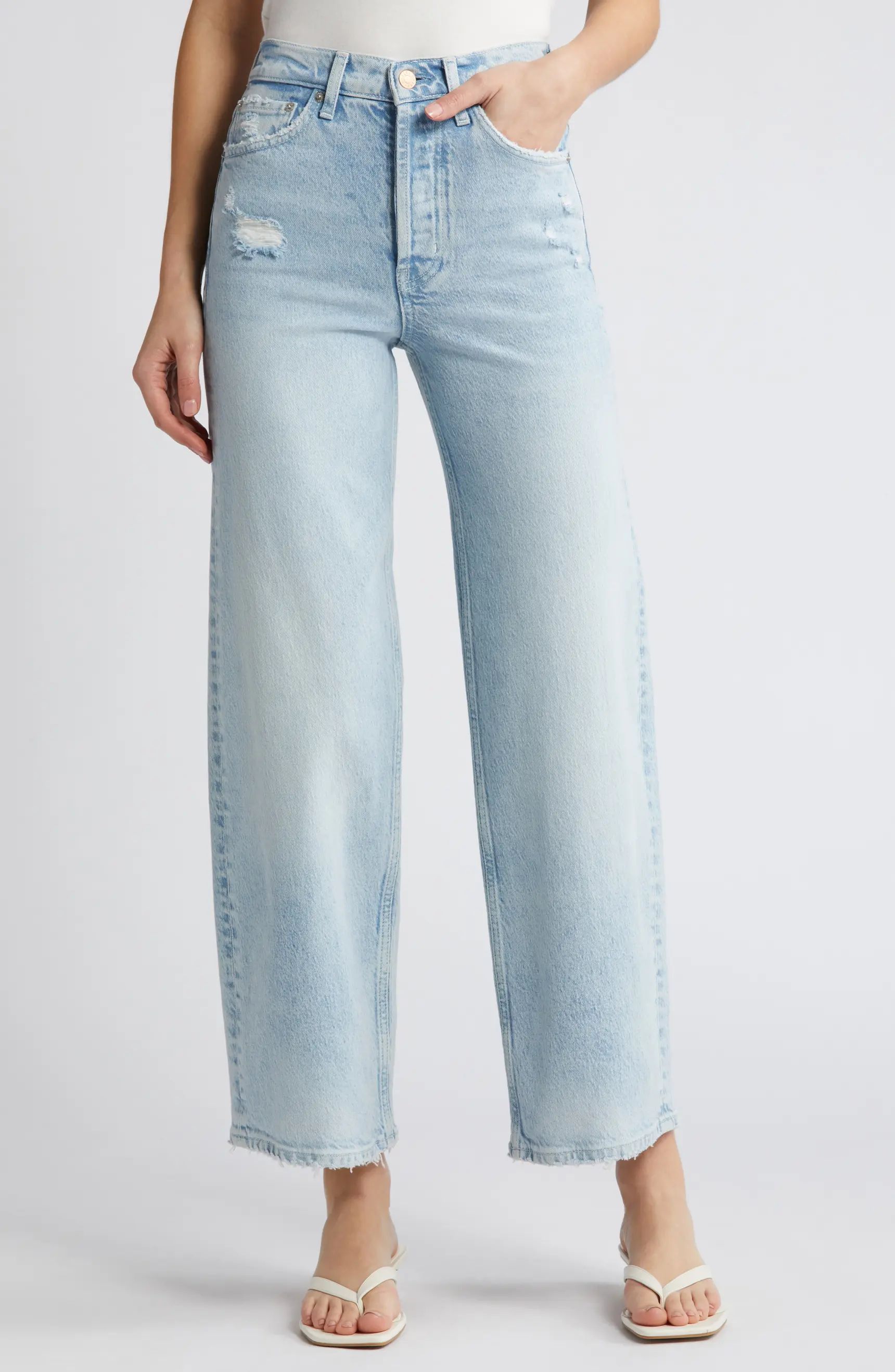 Rails Getty High Waist Distressed Wide Leg Ankle Jeans | Nordstrom | Nordstrom