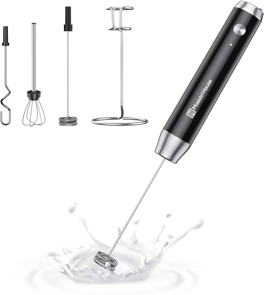 Maestri House Rechargeable Milk Frother with 3 Heads, LunaFro AS Handheld Electric Foam Maker Wat... | Amazon (US)
