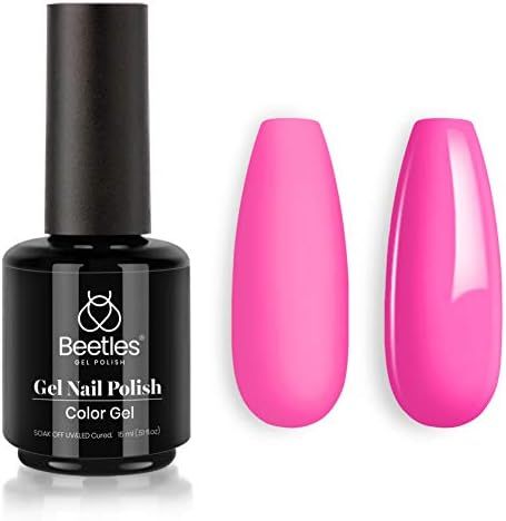 Beetles Gel Nail Polish, 1Pcs 15ML Poppy Pink Neon Color Soak Off Gel Polish Nail Art Manicure Sa... | Amazon (US)