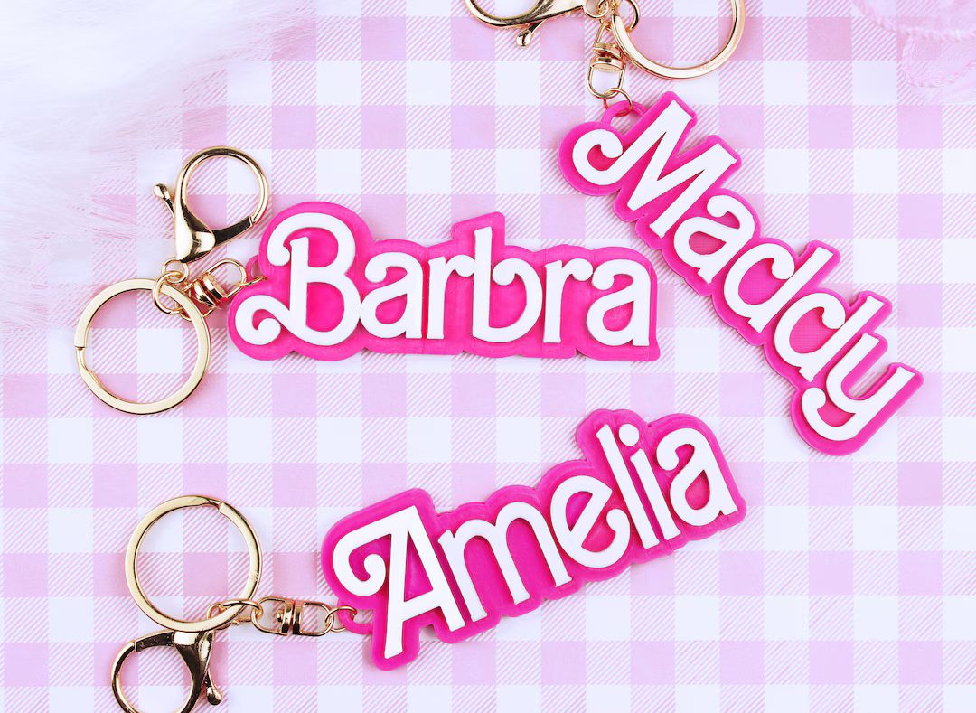 Custom Pink Doll Keychain. Hot Pink 3D Name Plate Keychain. - Etsy | Etsy (US)