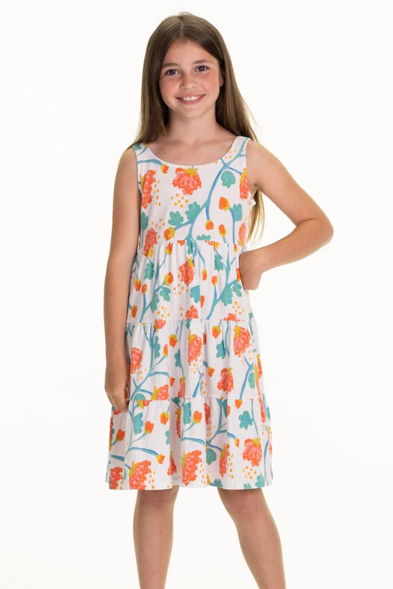 Girls Lucy Dress in White Peony | Duffield Lane