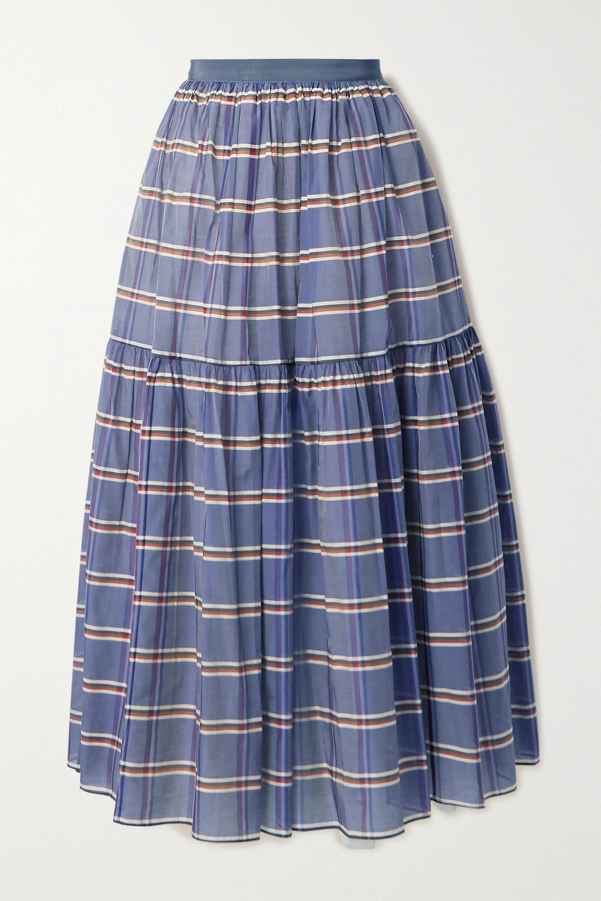 Blue Striped cotton and silk-blend organza midi skirt | Brock Collection | NET-A-PORTER | NET-A-PORTER (UK & EU)