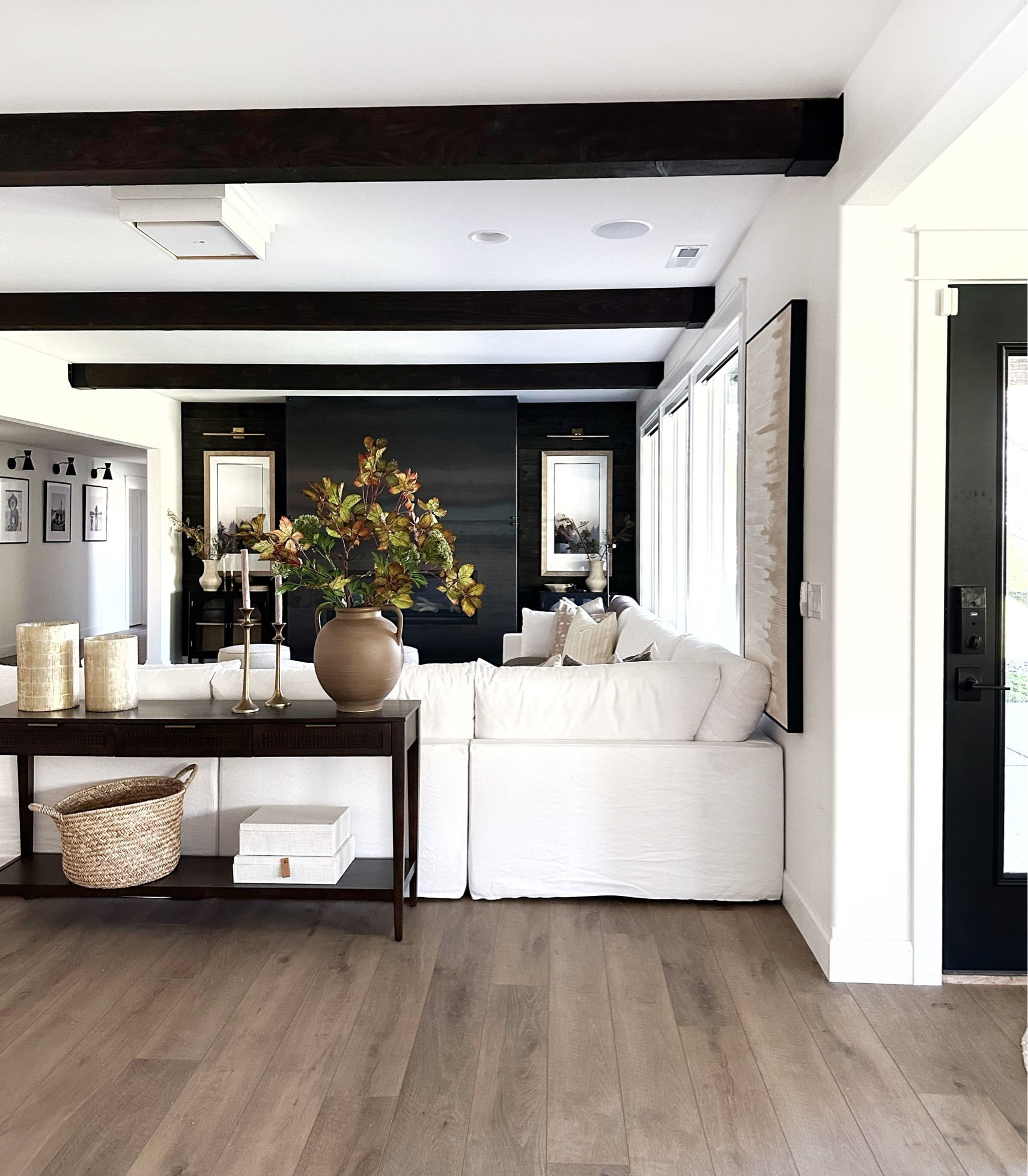 Phase 1 basement. Get a bigger couch that isn't about photos to fit all the kids and family. We wanted this space to be functional for all the gatherings and cozy movie nights. Went with the Devyn sectional from Six Penny and custom designed it to fill the space. So happy with how it turned out  

#LTKunder50 #LTKstyletip #LTKhome