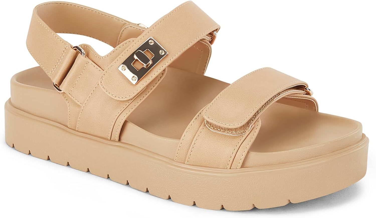 Coutgo Womens Platform Sandals Velcro Ankle Strap Flatform Arch Support Y2K Comfort Summer Sandal... | Amazon (US)