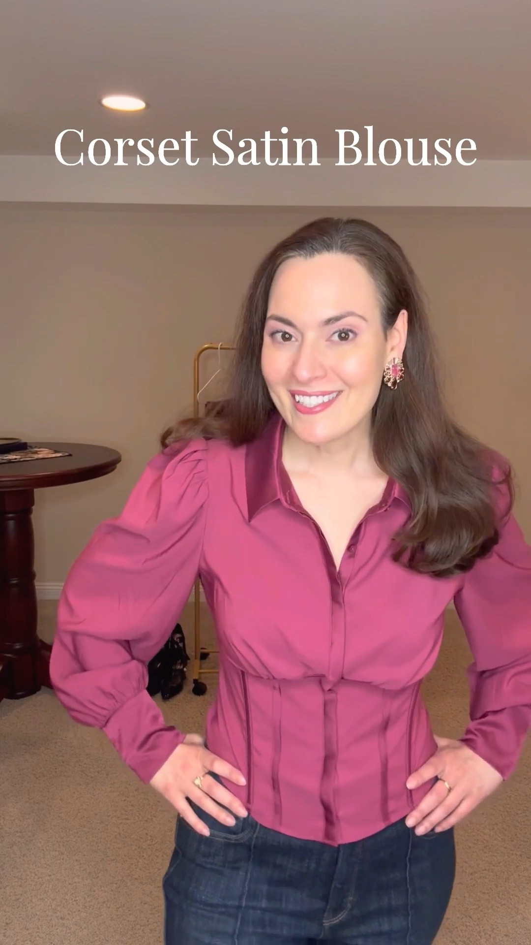 The corset style and satin material give this blouse a romantic Valentine’s Day vibe. The raspberry color is so pretty  

#LTKootd #LTKValentine #LTKOver40
