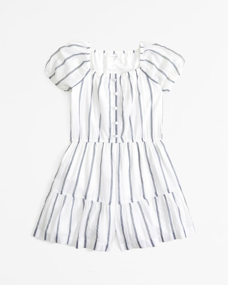 short-sleeve gauzy romper | Abercrombie & Fitch (US)