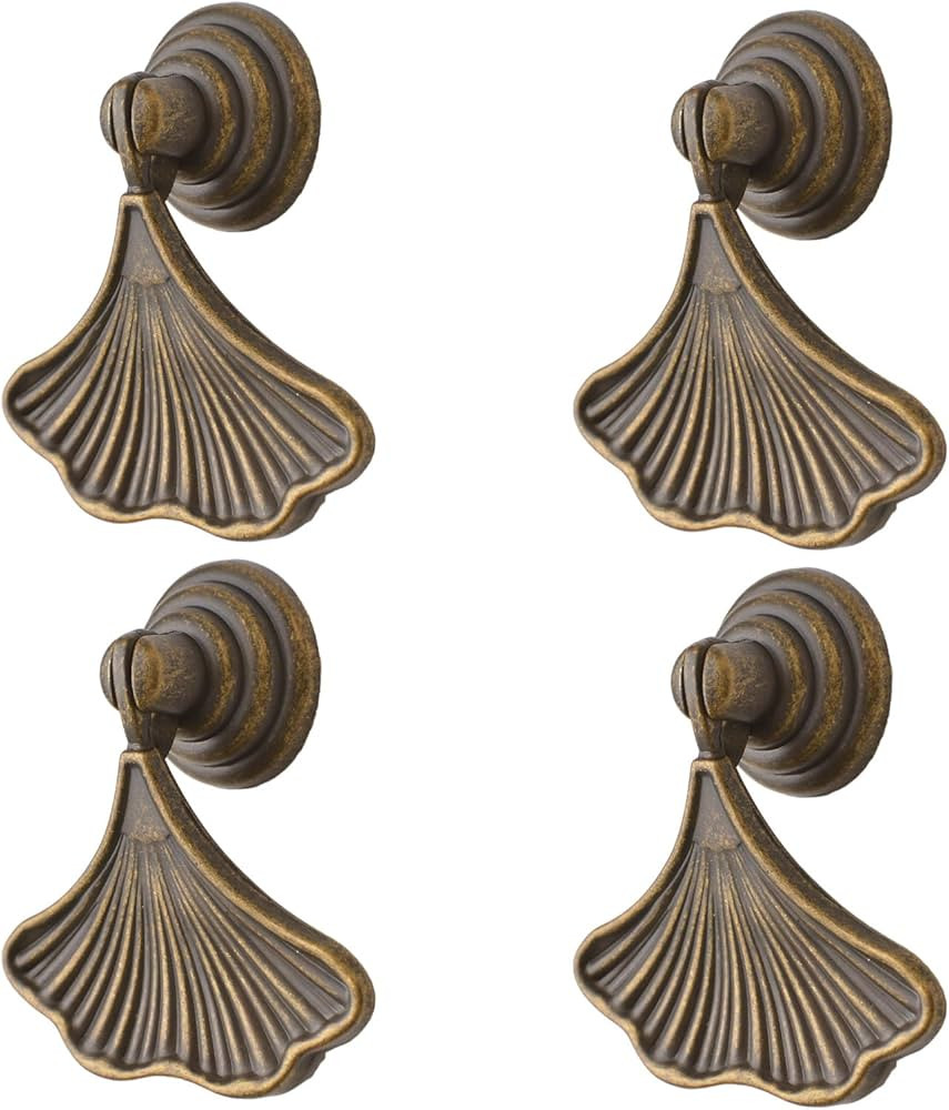 MOROBOR Ginkgo Leaf Shape Knob Handles, 4 PCS Drop Pendant Pull Handle, Hardware Drawer Single Ho... | Amazon (US)