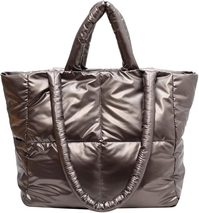 JQWYGB Puffer Tote Bag for Women - Large Puffy Tote Bag Purse Soft Padded Cotton Checkered Quilte... | Amazon (US)