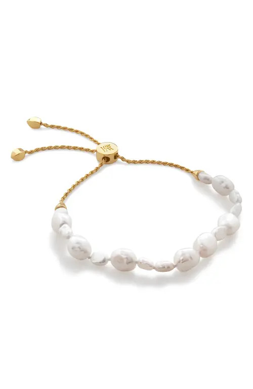 Monica Vinader Nura Reef Freshwater Pearl Friendship Bracelet in 18Ct Gold Vermeil /Pearl at Nordstrom | Nordstrom