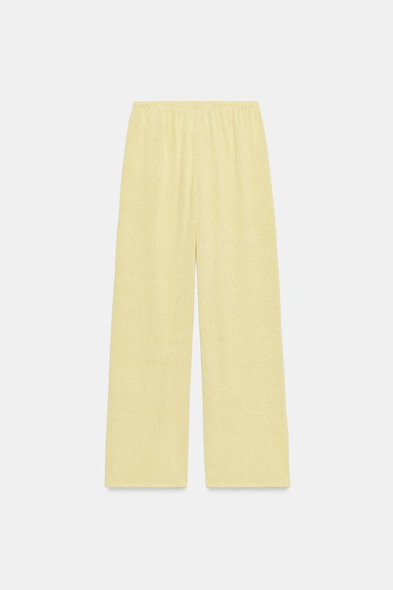 Zara - Rustic Wide-Leg Trousers - Red - L - Woman | Zara UK