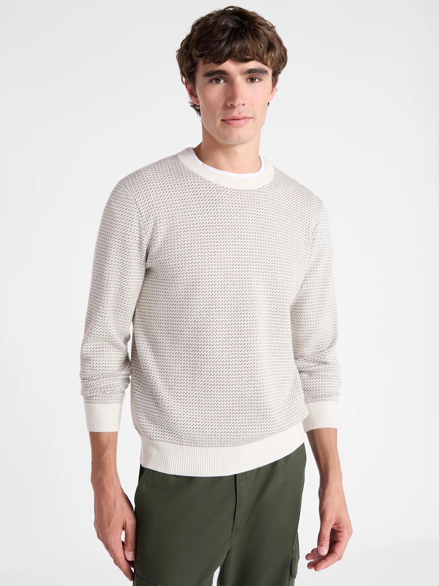 Free Assembly Men's Cozy Yarn Nordic Stitch Sweater with Long Sleeves, Size XS-3XL | Walmart (US)