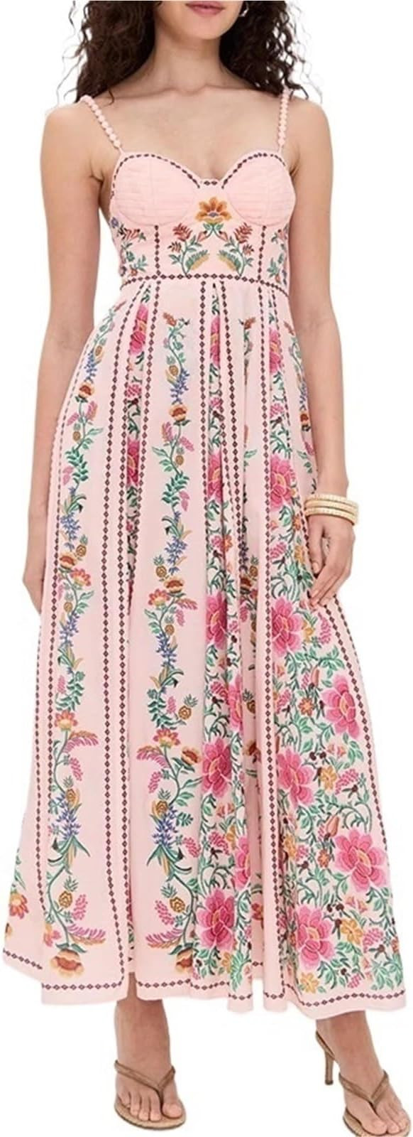 Women's Slip Print Dresses, Bohemian Floral Linen Backless A-line Maxi Dresses, Beach Party Holid... | Amazon (US)