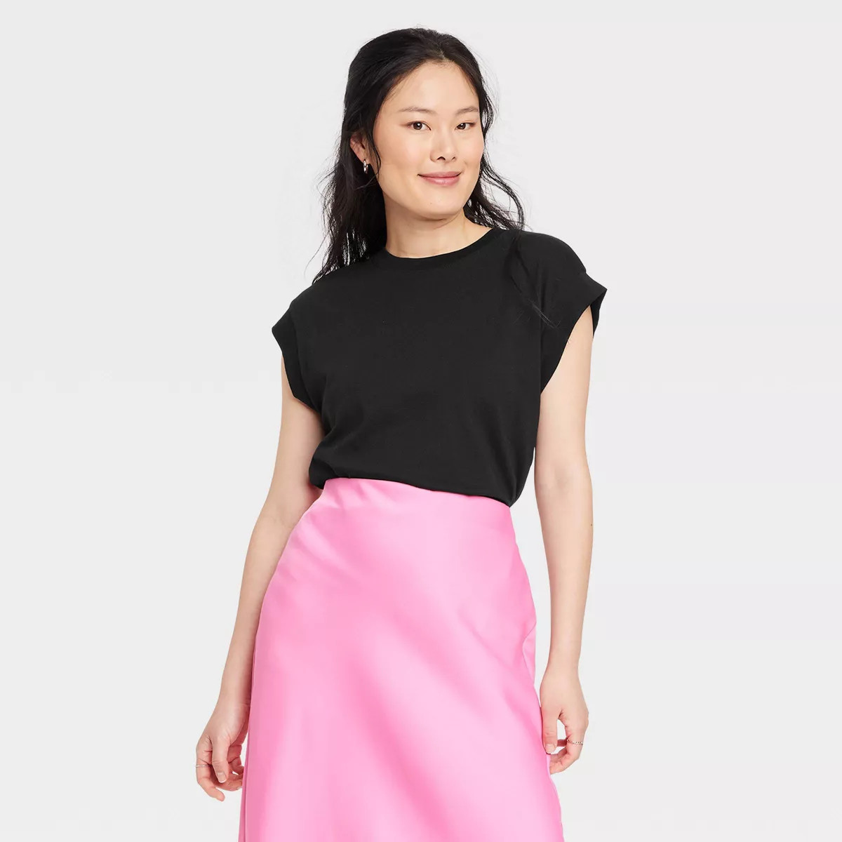 Women's Extended Shoulder T-Shirt - A New Day™ Black M | Target