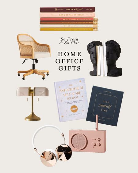 Home office gifts for her on sale!
-
Gifts for her - gold headphones - pink Bluetooth radio - Grecian bust book ends - rattan swivel desk chair - old school pencils - task lamp - astrology self care journal - desk calendar - home office decor sale - home office gifts sale - work from home gifts - Anthropologie - chic home office 

#LTKhome #LTKsalealert #LTKGiftGuide