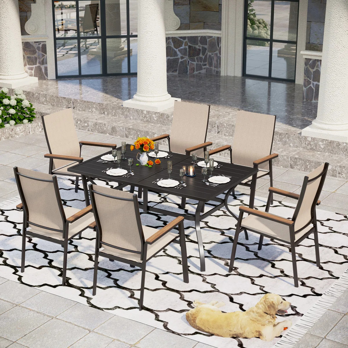 Alyah 6 - Person Patio Dining Set with Rectangular Table | Wayfair North America