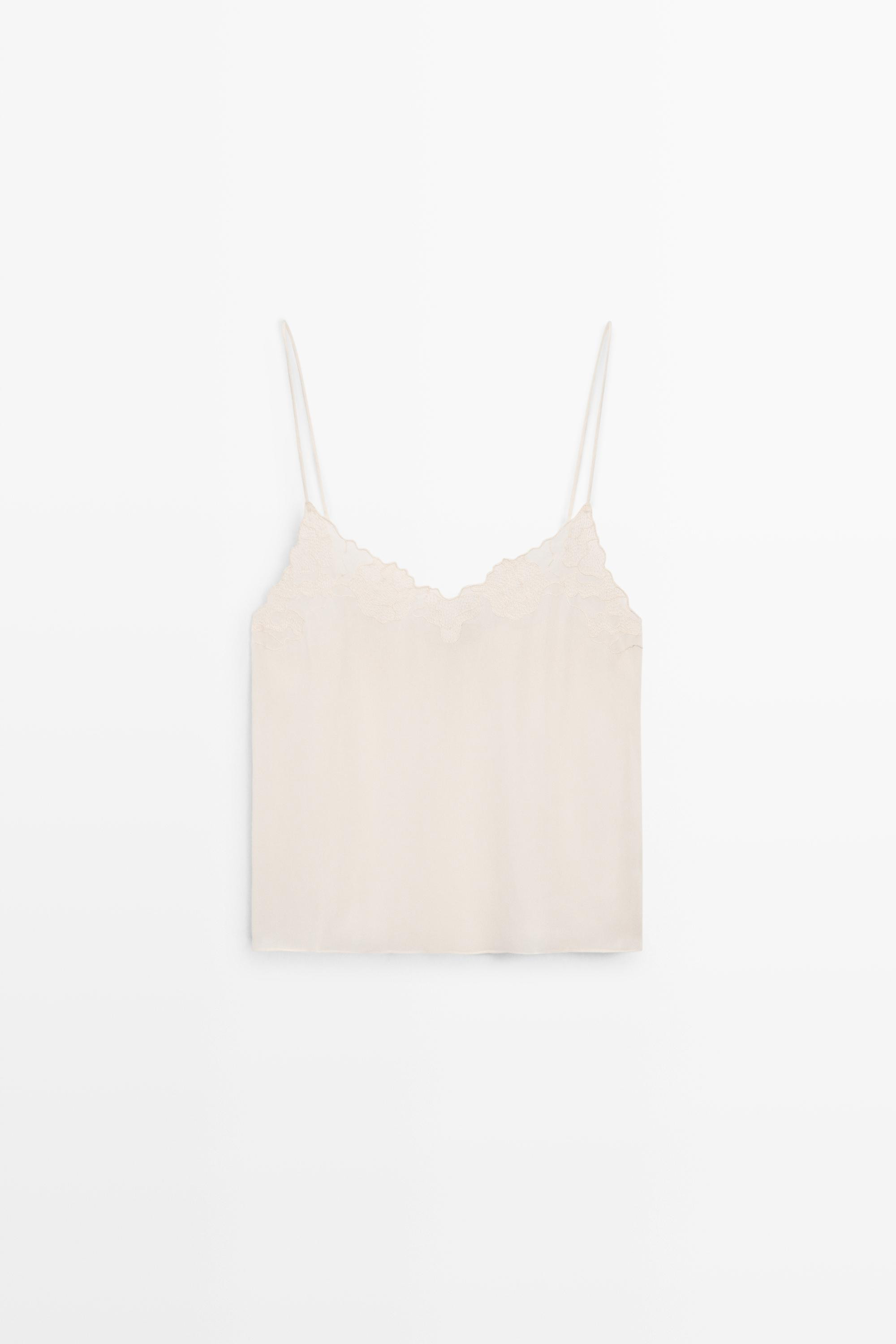Flowing camisole top with embroidered detail | Massimo Dutti UK