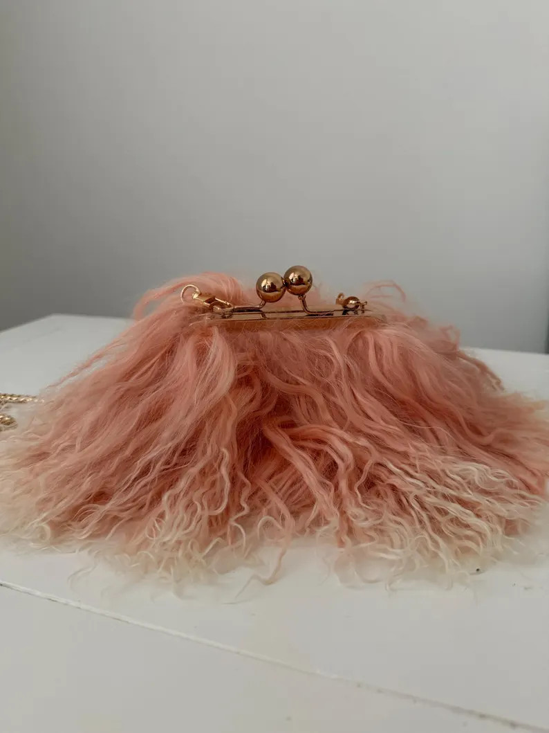 Mongolian Fur Pink Clutch, Real Llama Fur Purse - Etsy | Etsy (Global)