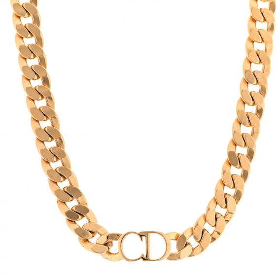 CHRISTIAN DIOR Metal Danseuse Etoile Chain Choker Necklace Gold | Fashionphile