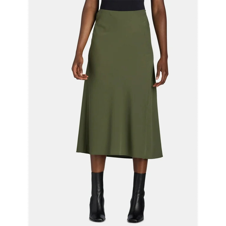 Time and Tru Women's Midi Slip Skirt, Sizes XS-XXXL | Walmart (US)