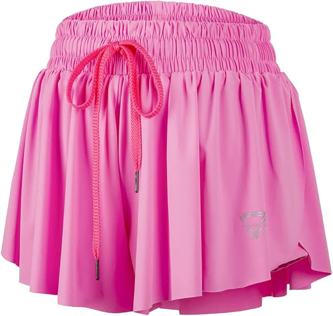 HANERDUN Womens 2 in 1 Flowy Workout Drawstring High Waist Running Shorts Spandex Summer Skirt Co... | Amazon (US)