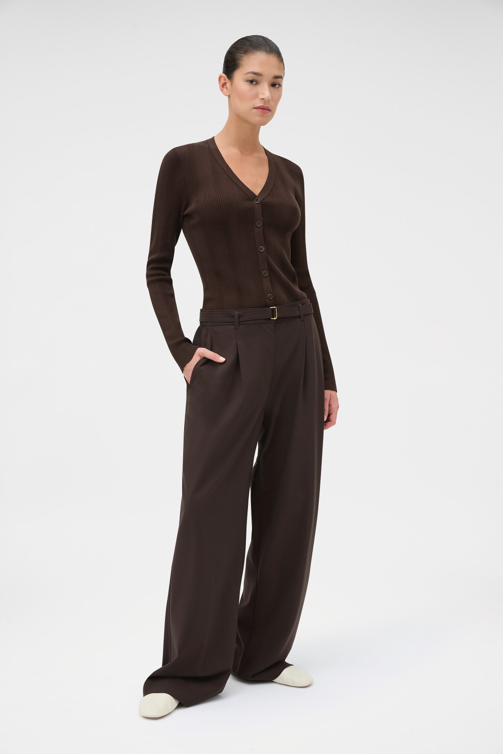 Belt Detail Pant Dark Chocolate | Oroton
