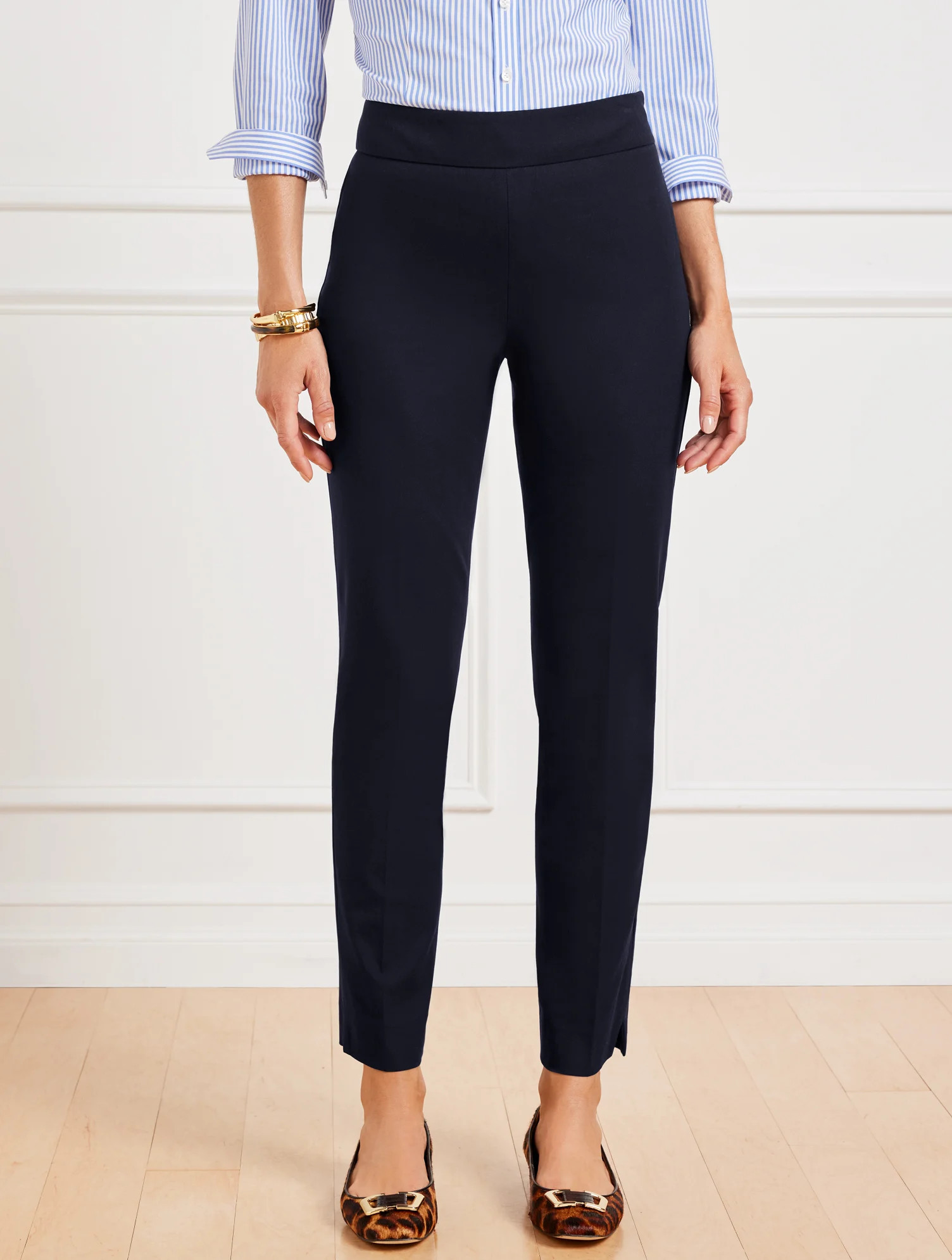 Talbots Chatham Cotton Bi-Stretch Slim Ankle Pants - Solid - White - 12 | Talbots