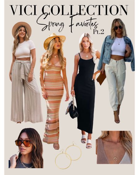 My favorites from Vici Collection’s spring collection! Part 2 💗

Wide leg pants, beachwear, crochet dress, black maxi dress, cargo pants, amber sunglasses, gold hoop earrings, crescent moon necklace 