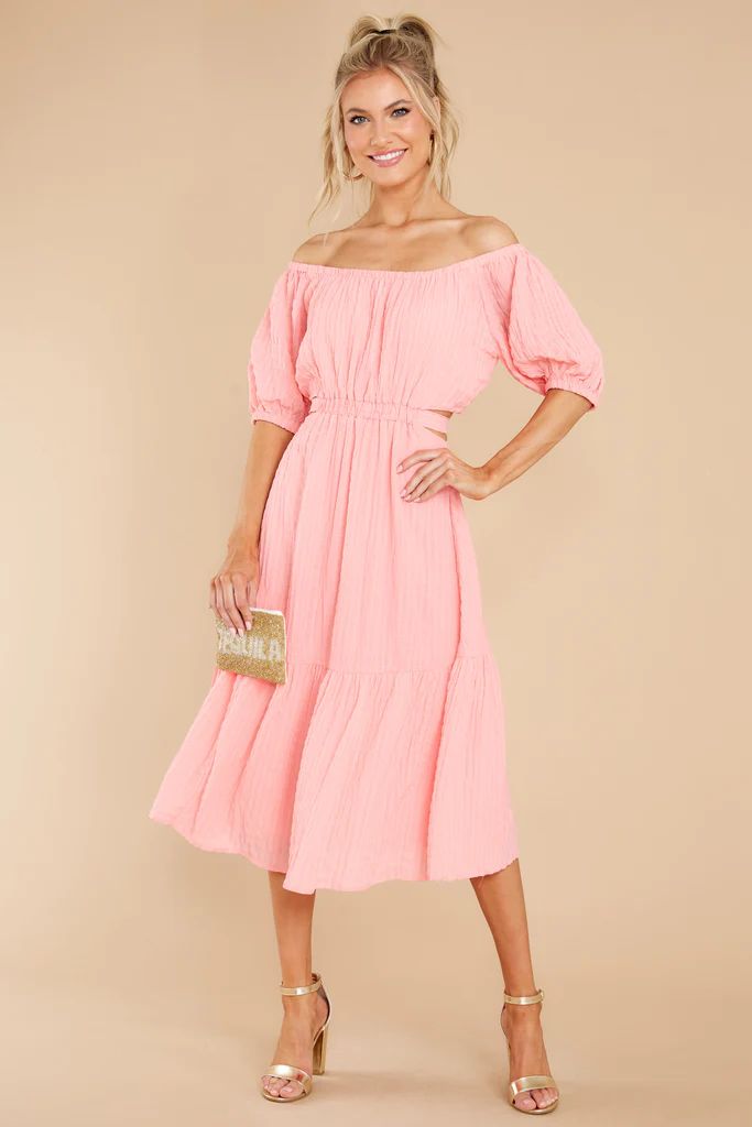 On A Lighter Note Pink Midi Dress | Red Dress 