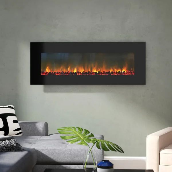 Quevedo 54'' W Surface Wall Mounted Electric Fireplace | Wayfair North America