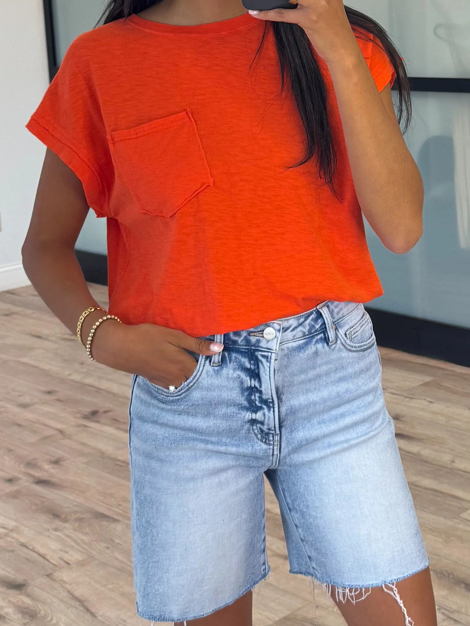 Relaxed Cotton Pocket Tee | Blood Orange | Talulah