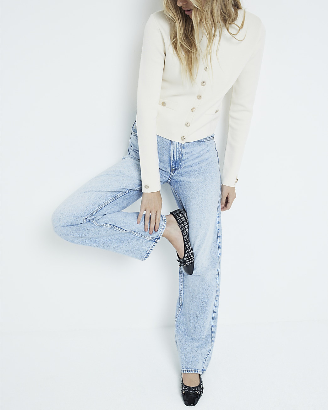 Black boucle toecap ballet pumps | River Island (UK & IE)