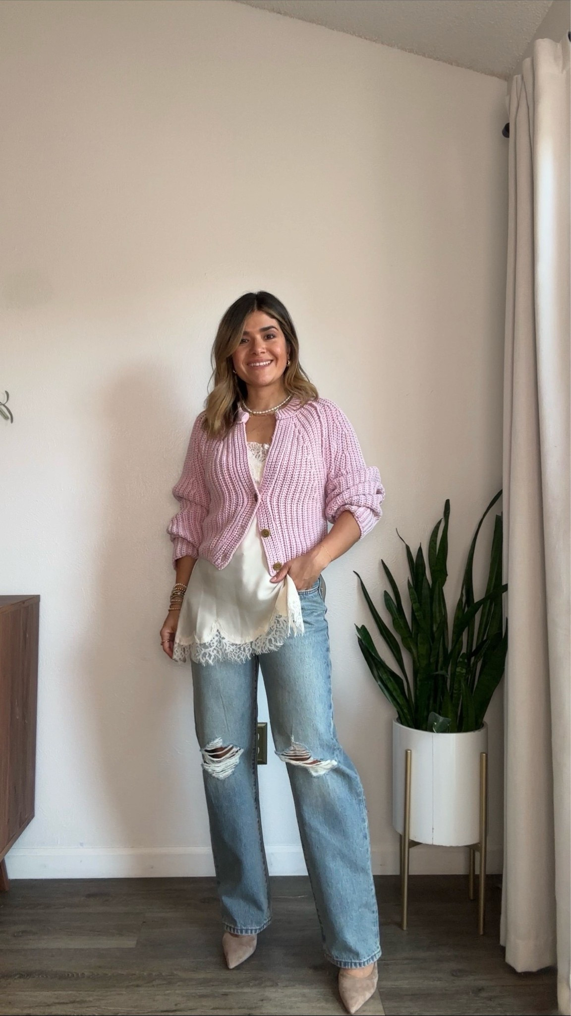 Love how this cardigan looks layered with this lace trim top! Entire outfit is on sale via the NSALE! 
Cardigan size xs
Top size M
Jeans size 26 ( I went up a size for a loose fit)

#LTKSaleAlert #LTKSeasonal #LTKootd