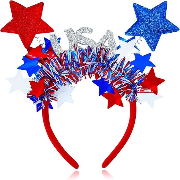 Amazon.com : yfstyle USA 4th of July Red White Blue Headband 250th Anniversary Independent Day Gi... | Amazon (US)
