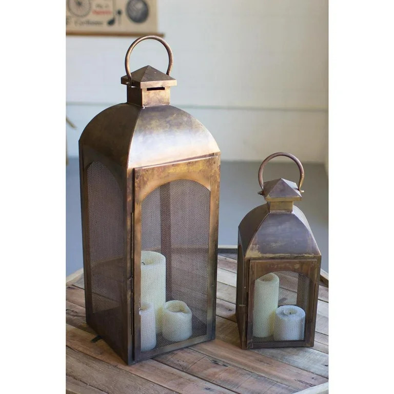 Kalalou Inc Set Of Two Antique Bronze Lanterns | Walmart (US)