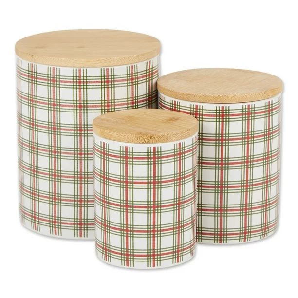 DII Nutcracker Plaid Check Ceramic Canister (Set of 3) - Walmart.com | Walmart (US)