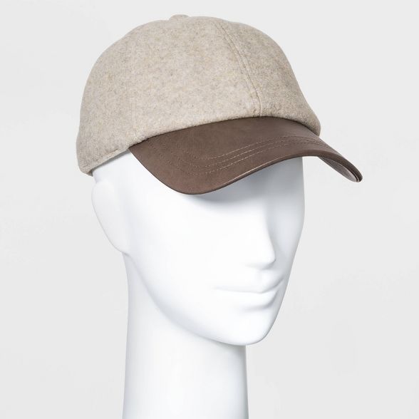 Women's Felt and Vegan Leather Baseball Hat - Universal Thread™ Cream/Camel | Target